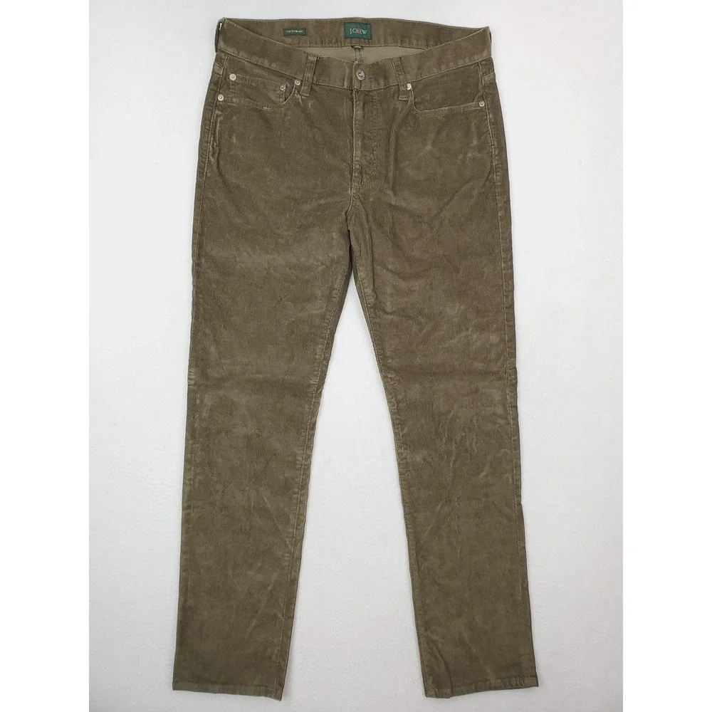 J.Crew Pants Mens 33x32 Green Oarsman 770 Straight Corduroy Chino Cords Stretch